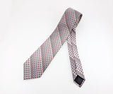 1970s ESQUIRE Tie Men's Vintage Disco Era Silver, Red, Black & White Striped Polyester Necktie by Esquire Cravats