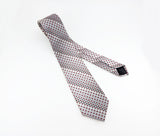 1970s ESQUIRE Tie Men's Vintage Disco Era Silver, Red, Black & White Striped Polyester Necktie by Esquire Cravats
