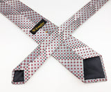 1970s ESQUIRE Tie Men's Vintage Disco Era Silver, Red, Black & White Striped Polyester Necktie by Esquire Cravats