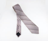 1970s ESQUIRE Tie Men's Vintage Disco Era Silver, Red, Black & White Striped Polyester Necktie by Esquire Cravats
