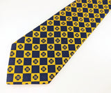 1970s Disco Era Super Wide Men's Vintage Necktie with Navy Blue and Gold Designs by Liebert