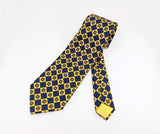 1970s Disco Era Super Wide Men's Vintage Necktie with Navy Blue and Gold Designs by Liebert