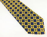 1970s Disco Era Super Wide Men's Vintage Necktie with Navy Blue and Gold Designs by Liebert