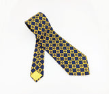 1970s Disco Era Super Wide Men's Vintage Necktie with Navy Blue and Gold Designs by Liebert