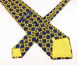1970s Disco Era Super Wide Men's Vintage Necktie with Navy Blue and Gold Designs by Liebert
