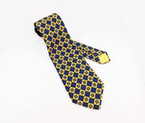 1970s Disco Era Super Wide Men's Vintage Necktie with Navy Blue and Gold Designs by Liebert