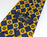 1970s Disco Era Super Wide Men's Vintage Necktie with Navy Blue and Gold Designs by Liebert