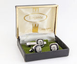 1950s Cameo Cufflinks & Tie Clip Set by Elegante Men's Vintage Cufflinks, Tie Bar with Gladiator Designs in original box