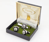 1950s Cameo Cufflinks & Tie Clip Set by Elegante Men's Vintage Cufflinks, Tie Bar with Gladiator Designs in original box