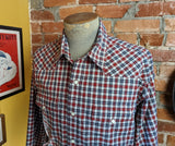 1990s Vintage Plaid Western Shirt Men's Cowboy Style 100% Cotton Long Sleeve Pearl Snap Shirt by Sonoma Jeans - Size MEDIUM