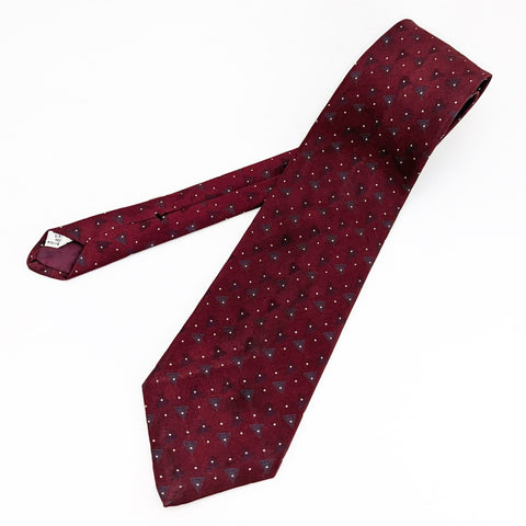 1970s Burgundy Polyester Tie Men's Vintage Disco Era 70s Textured Polyester Super Wide Necktie with woven abstract designs by Towncraft
