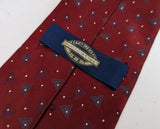 1970s Burgundy Polyester Tie Men's Vintage Disco Era 70s Textured Polyester Super Wide Necktie with woven abstract designs by Towncraft