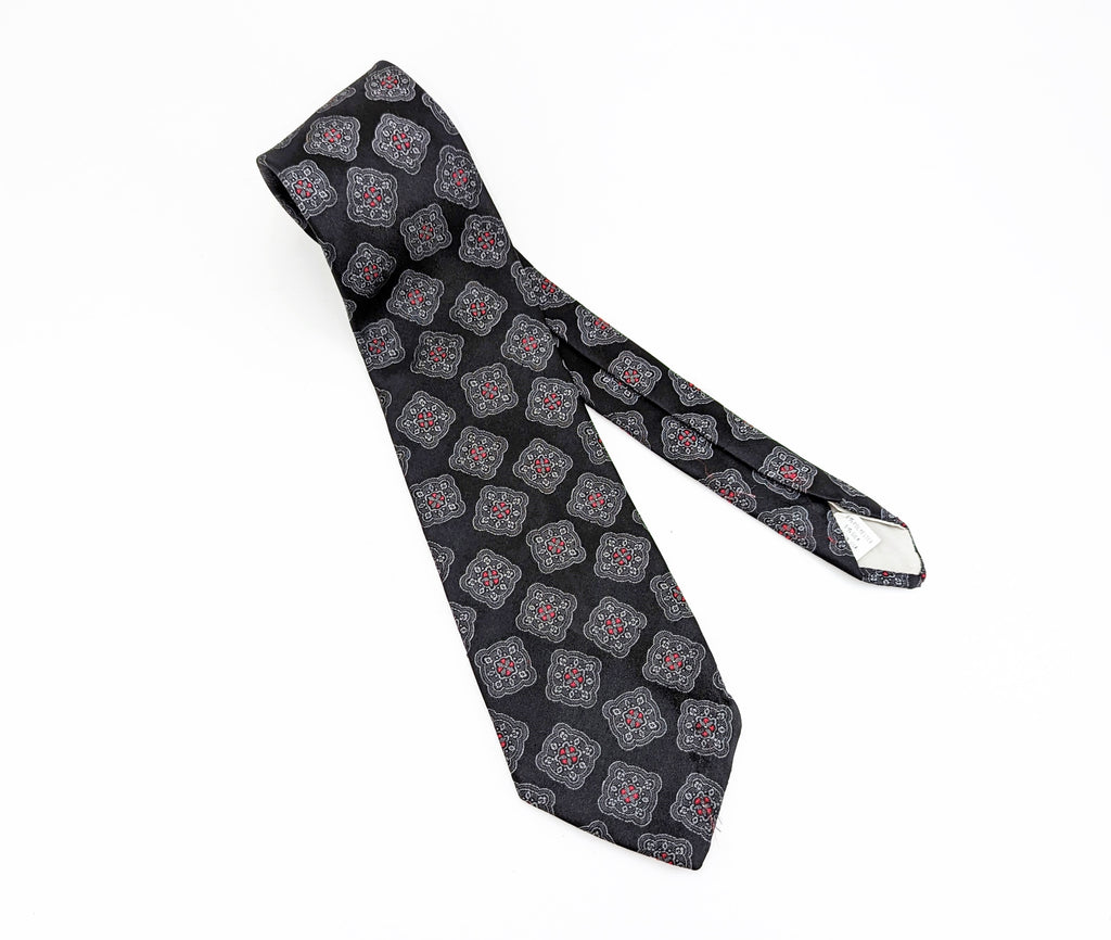 1980s Men's Black Tie Vintage 80s Men's Necktie with Woven
