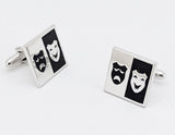 1960s Theatre Mask Cufflinks Mad Men Era Silver Tone Metal Cufflink Set with Comedy and Tragedy Masks by SWANK