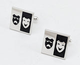 1960s Theatre Mask Cufflinks Mad Men Era Silver Tone Metal Cufflink Set with Comedy and Tragedy Masks by SWANK