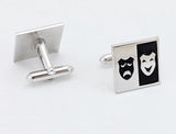 1960s Theatre Mask Cufflinks Mad Men Era Silver Tone Metal Cufflink Set with Comedy and Tragedy Masks by SWANK