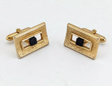1960s SWANK Modernist Cufflinks Mad Men Era Men's Vintage Gold Tone Cufflink Set with black stones by SWANK