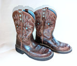 1980s Men's Vintage Motorcycle Boots Brown Leather Short Cowboy / Biker / Work Boots by Ariat - SIZE 9 B