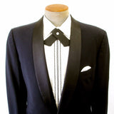 Vintage Men's Western Tie or Continental Bow Tie Black Crossover Pearl Snap Rockabilly Bowtie