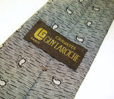 1970s GUY LAROCHE Paisley Tie Mens Vintage Black & Silver Paisley Narrow Couture Necktie by Cravates Guy Laroche, Paris