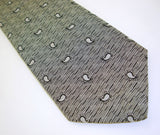 1970s GUY LAROCHE Paisley Tie Mens Vintage Black & Silver Paisley Narrow Couture Necktie by Cravates Guy Laroche, Paris